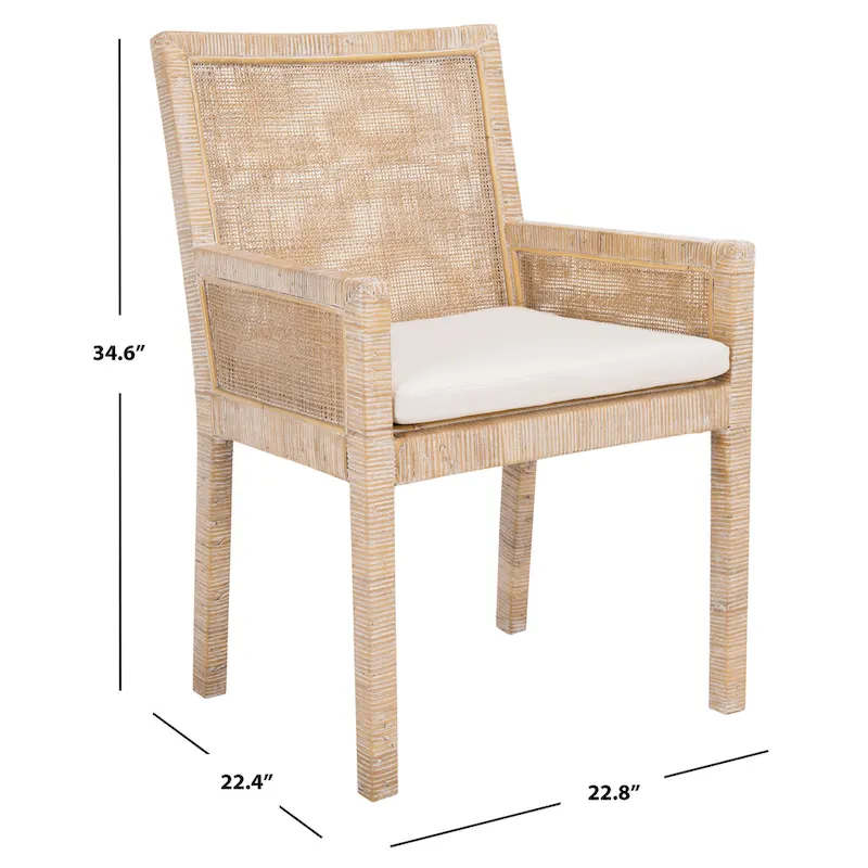 SAFAVIEH Almira Coastal Accent Chair with Cushion - 22.8 W x 22.4 L x 34.6 H - 23Wx22Dx35H