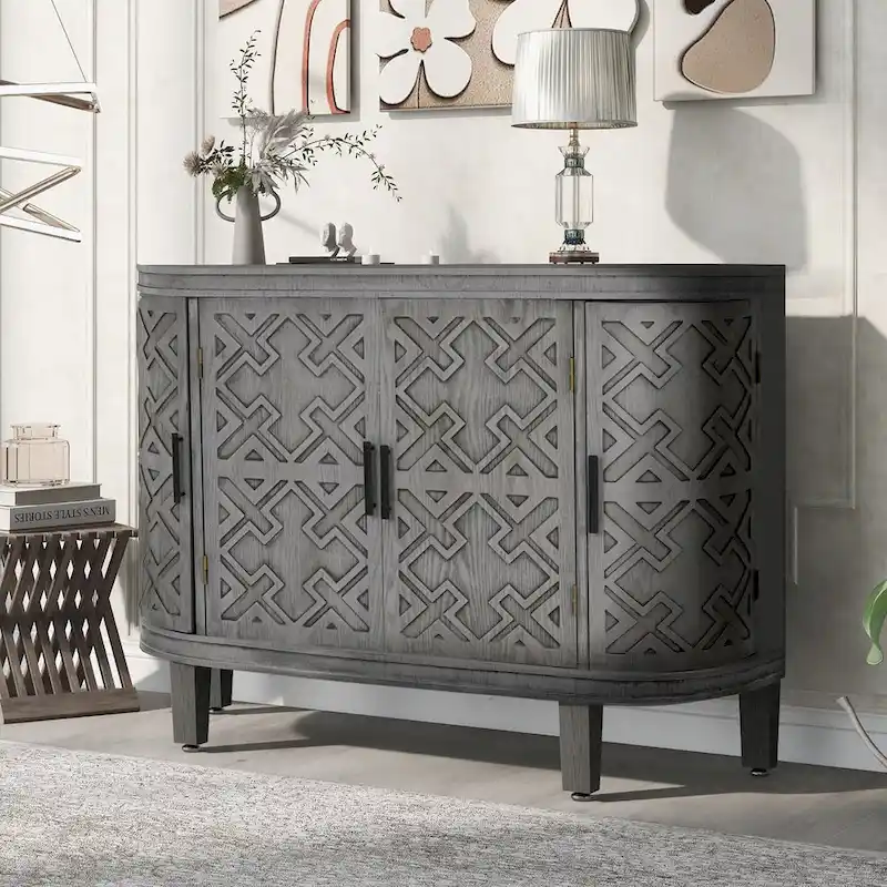 Storage Cabinet with Wave Pattern Doors