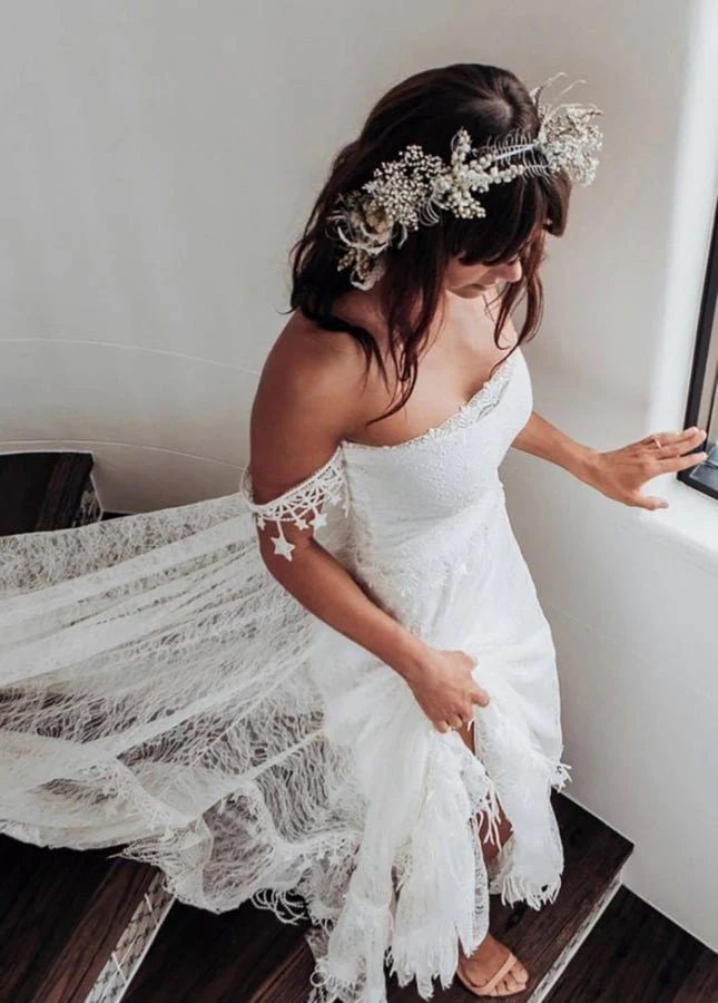 Bohemia Star tassel Chic Lace Wedding Dress