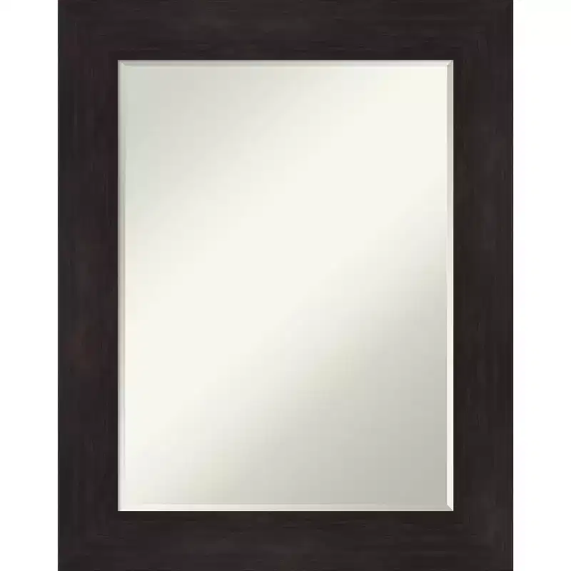 Amanti Art Furniture Espresso Narrow Petite Bevel Bathroom Wall Mirror