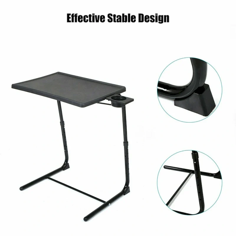 Folding TV Tray Laptop Table End Table Height Adjustable Cup Holder
