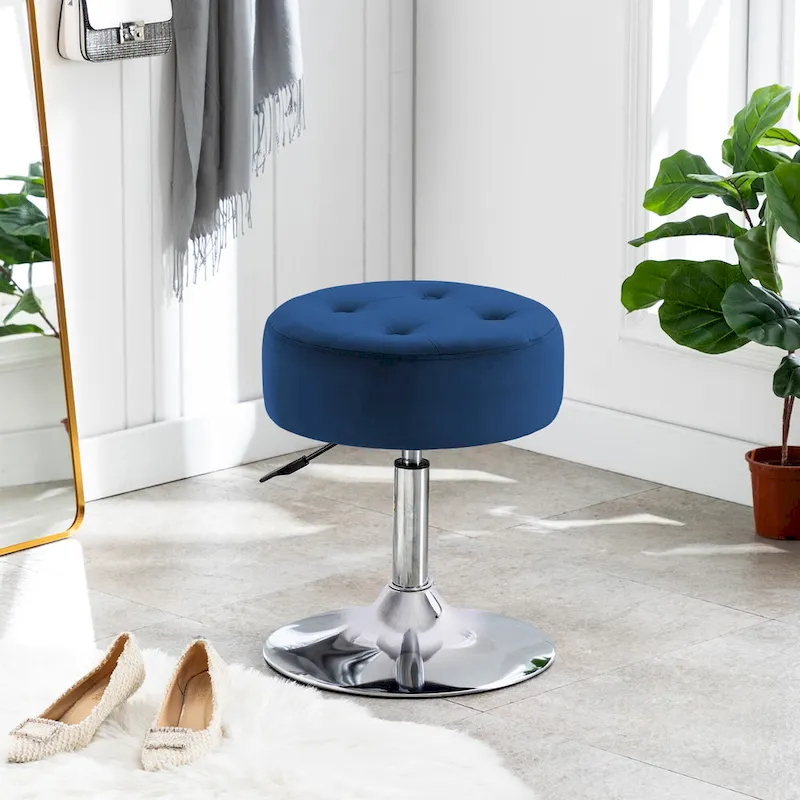 Adjustable Height Round Ottoman Swivel Vanity Stool