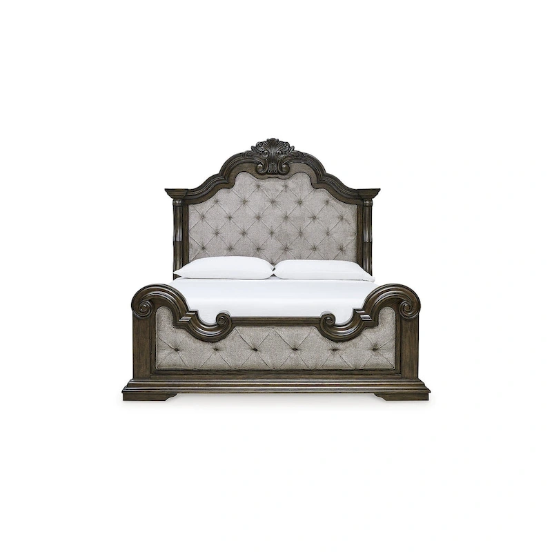 Signature Design by Ashley Maylee Dark Brown/Gray Upholstered Panel Bed