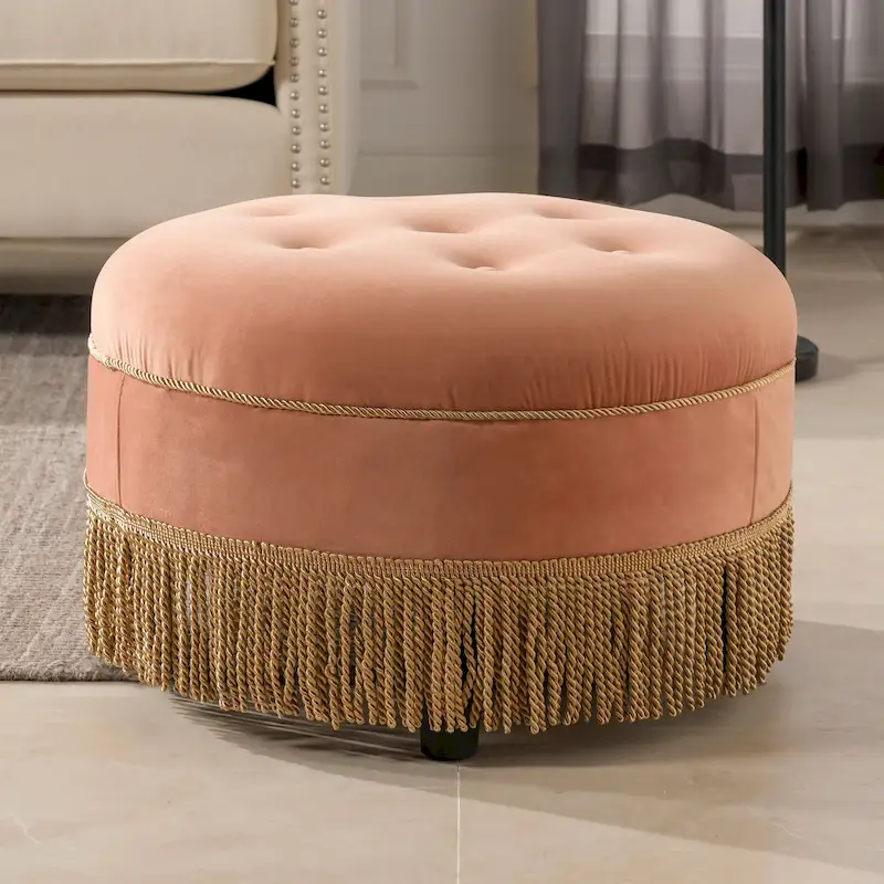 Upholstered Round Accent Ottoman