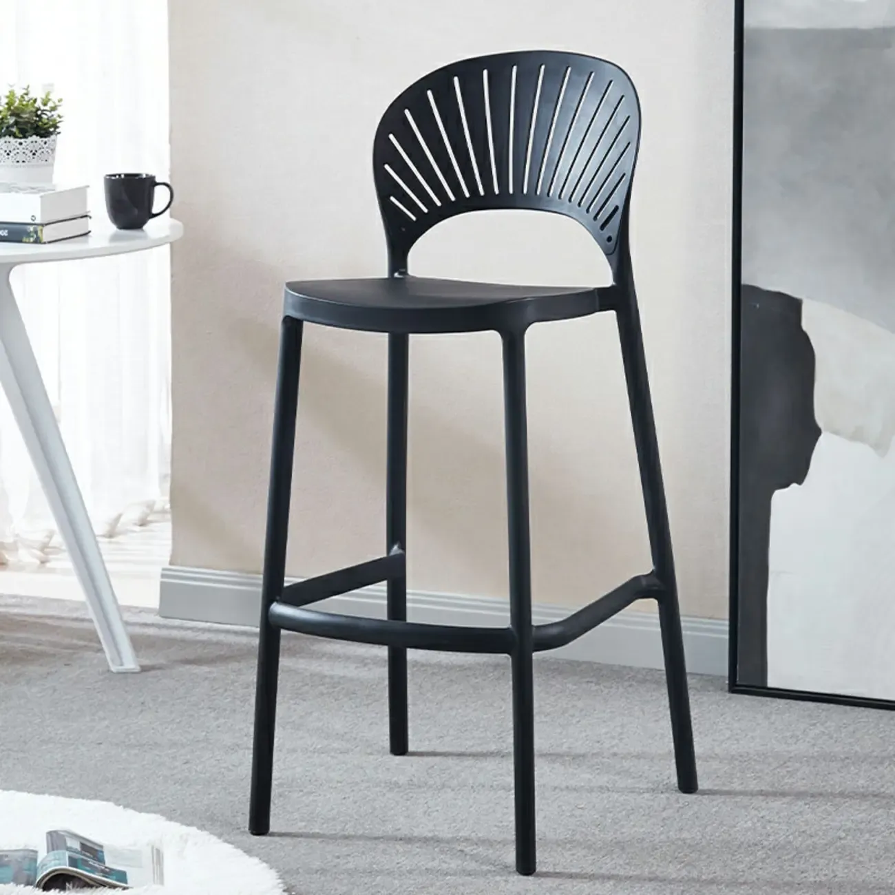 Modern Saddle Plastic Stackable Low Back Bar Height Stools