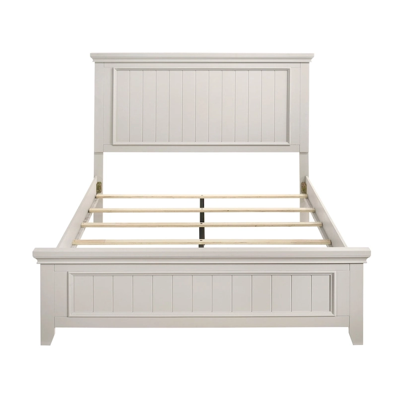Off White Finish Wooden Panel Bed 1pc