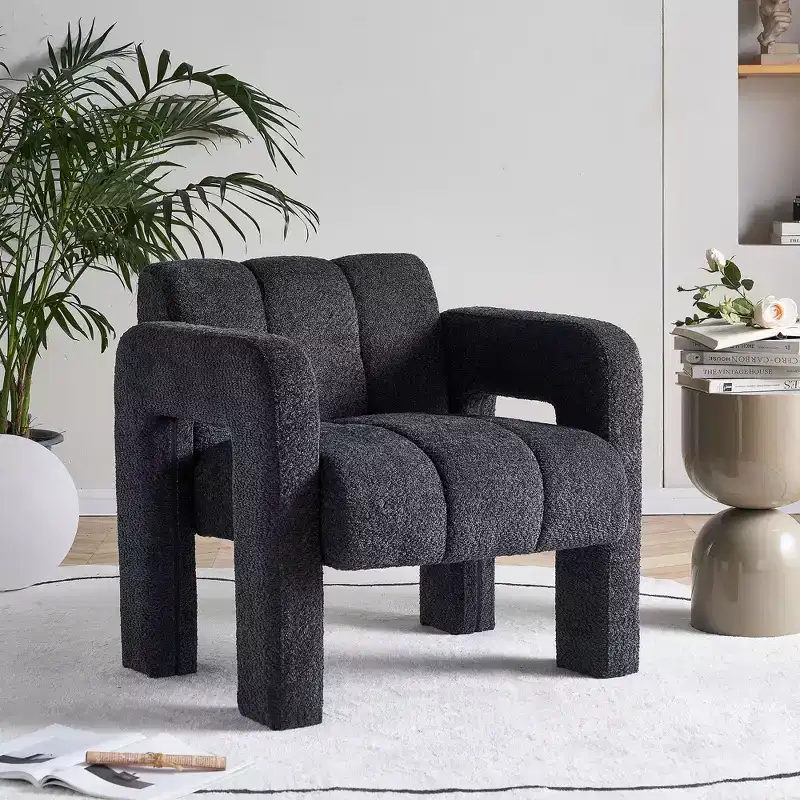Vatros Wide Boucle Upholstered Accent Chair