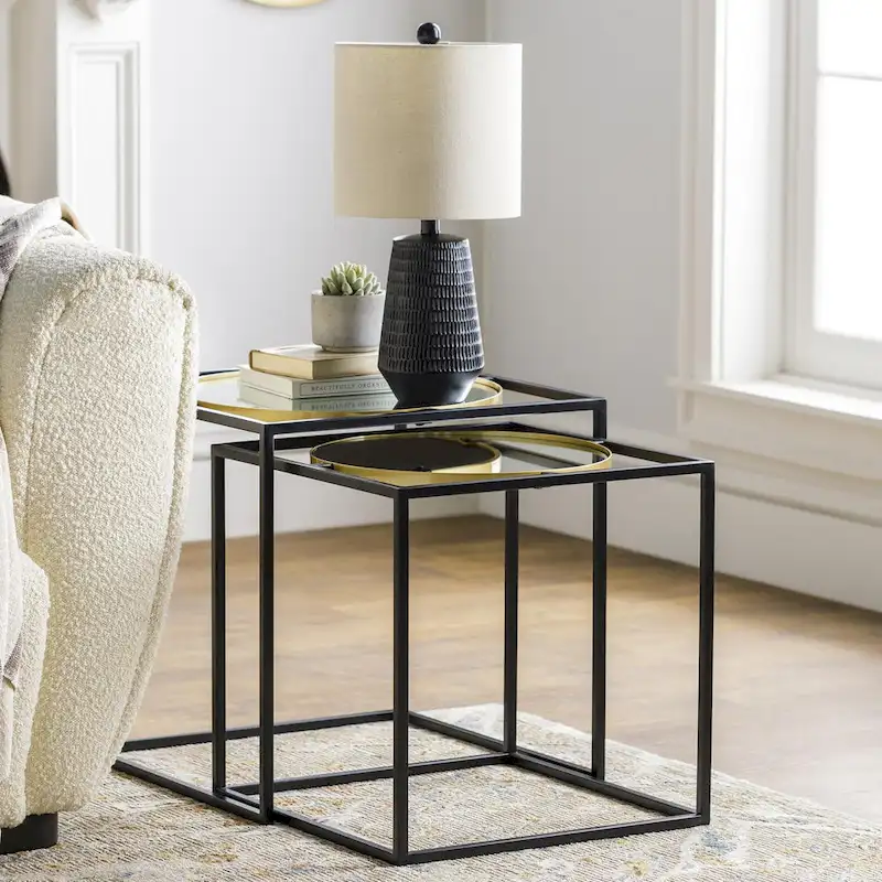 Nesting Mirrored End Tables - 21H x 21W x 21D, 19H x 19W x 19D