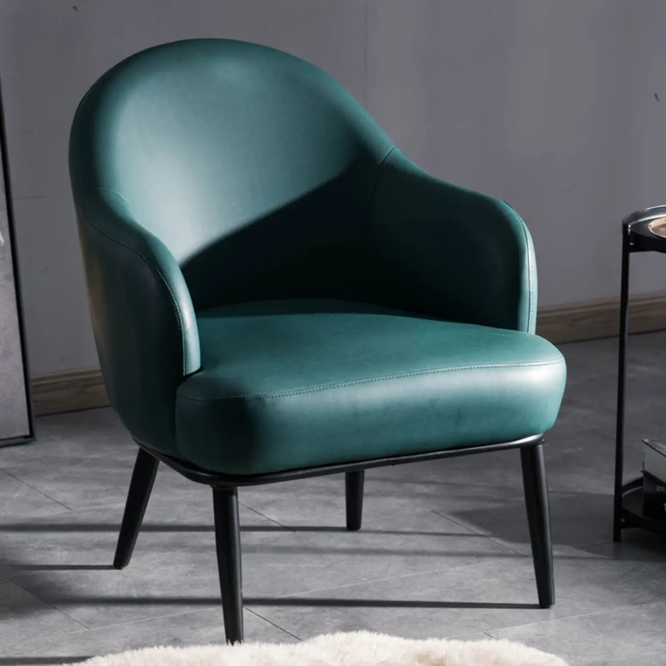 Modern Barrel Chair Faux Leather Living Room