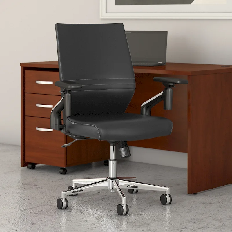 Cabot Mid Back Leather Office Chair by Bush Furniture