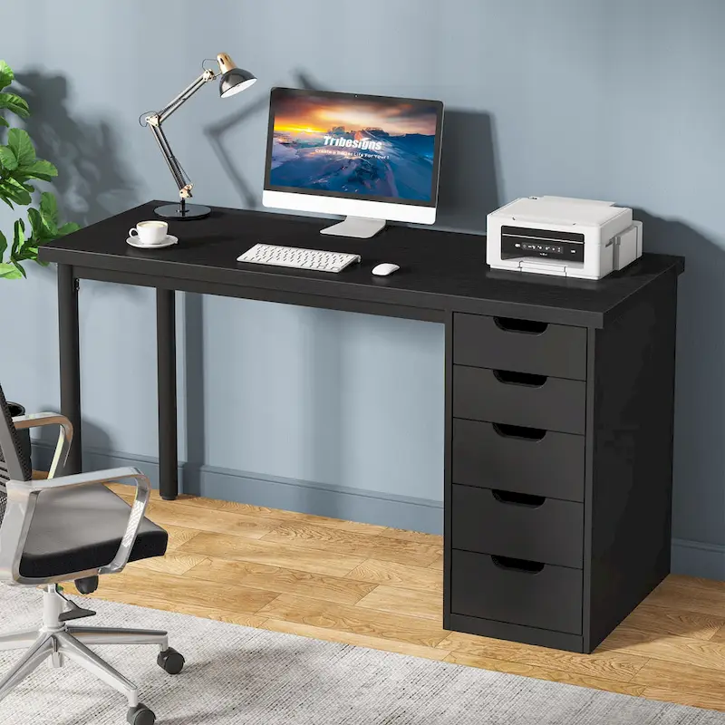 Modern Simple Computer Desk Study Writing Table with 5 Drawers