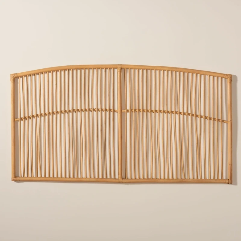 Malvina Modern Bohemian Natural Rattan Wall-mountable Headboard-Queen