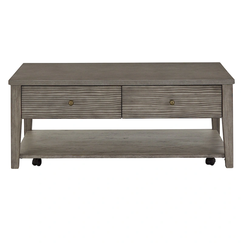 Coober Antique Grey Finish Grey Fiber Cement Table with Shelf by iNSPIRE Q Modern