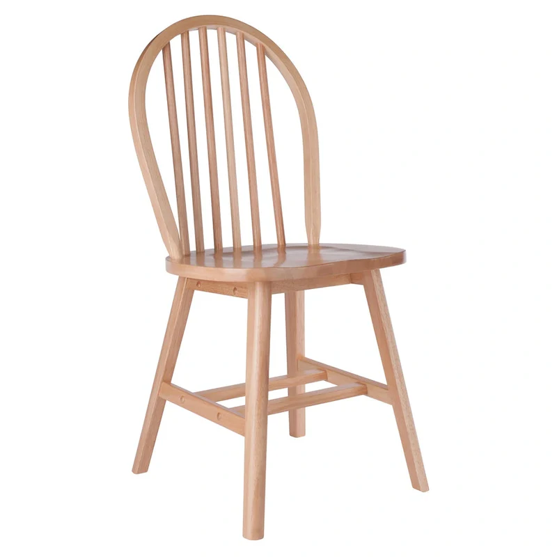 Natural Wood Spindle-Back Dining Chair, Set of 2