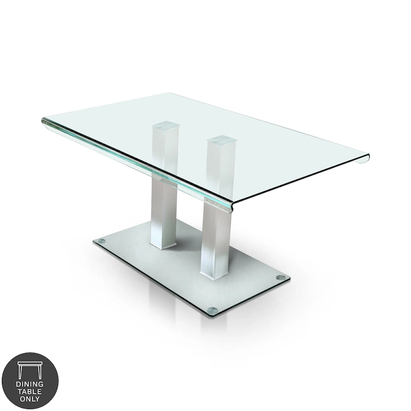Furniture of America Maza 59-inch Silvertone Metal/Glass Dining Table