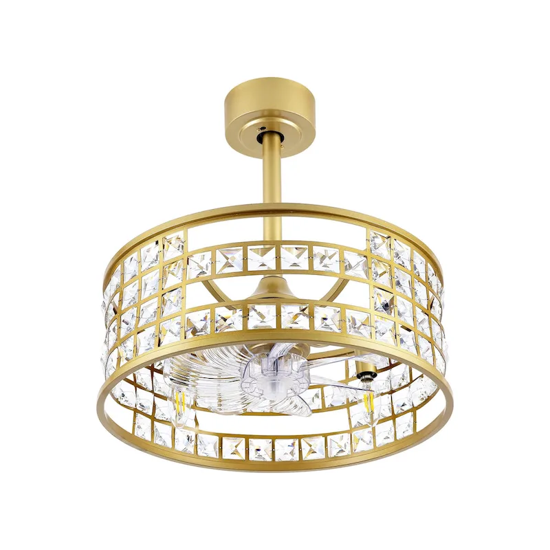 GetLedel 18-in Crystal Chandelier Ceiling Fan with Remote and Light - 18