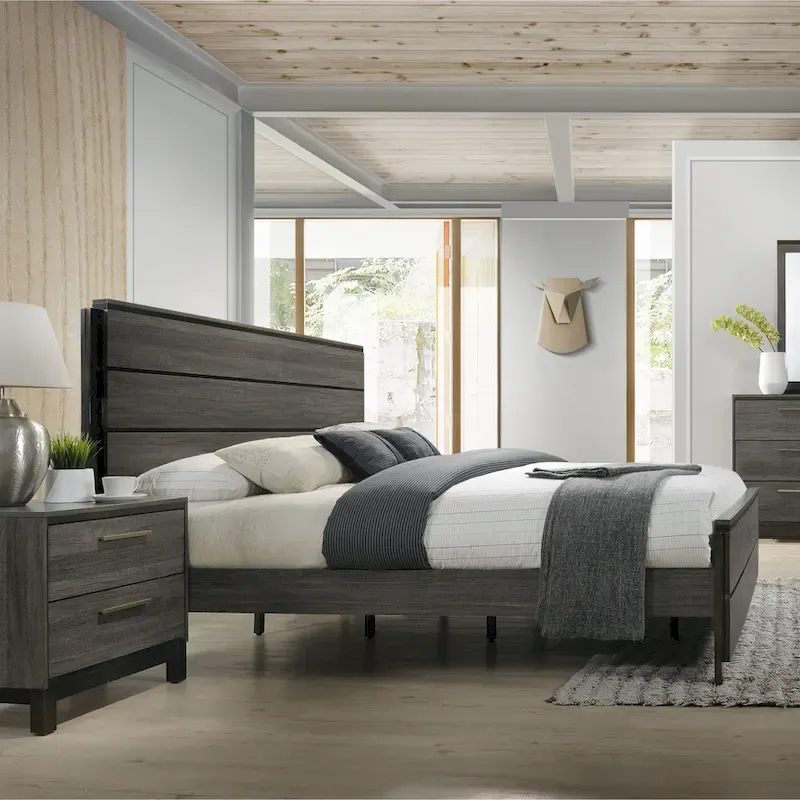 Ioana 187 Antique Grey Wood Bed Room Set