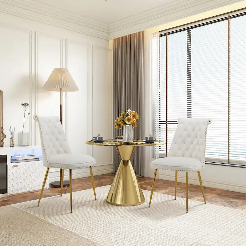 Clihome Modern Velvet Upholstered Featured Dining Chairs (Set of 2)