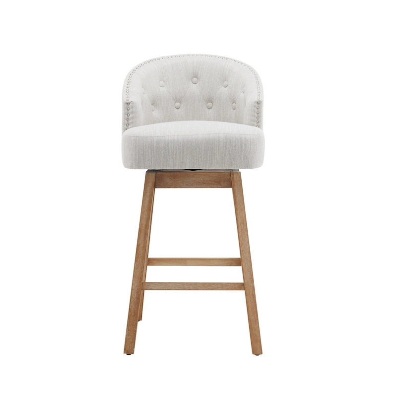 Roomfitters 33.25 Swivel Upholstered Counter Stools, Set of 2 Armless Bar Chairs with Rubberwood Frame and Footrest