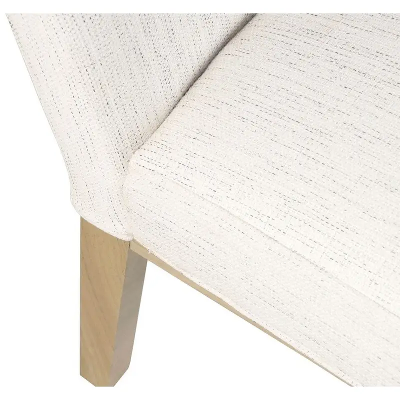 Modern Dining Chair White Woven Fabric Natural Wood Legs 19W x 23.5D x 33H Stain-Resistant Medium Firm Cushion Kitchen Seating Single Pack