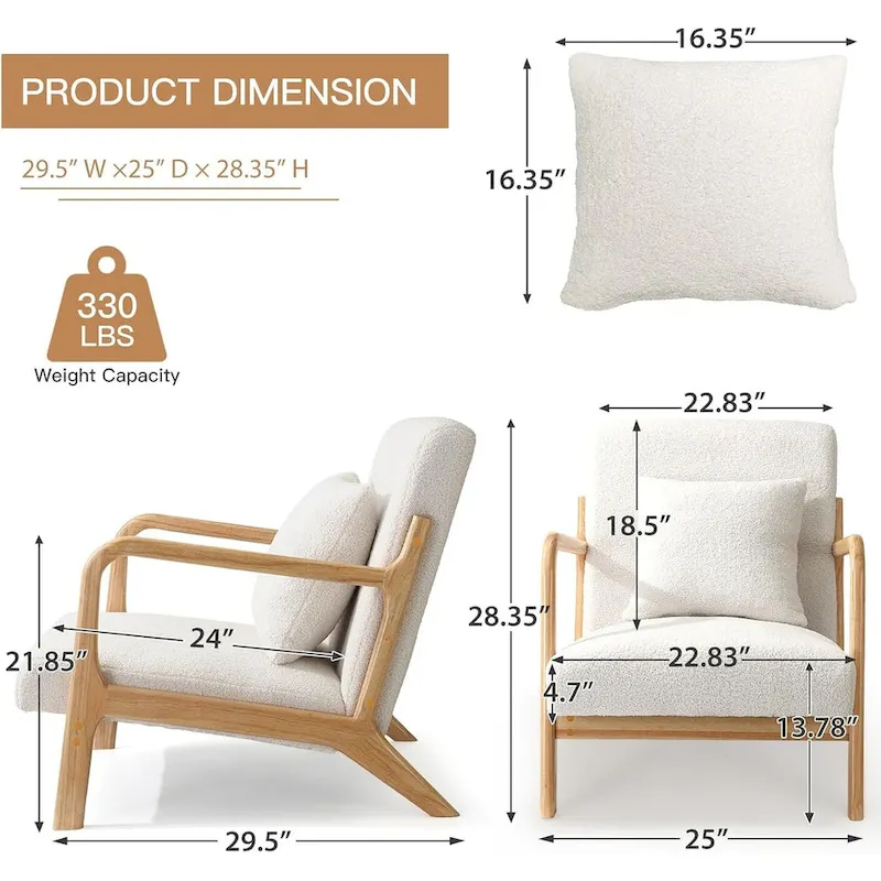 Mid Century Modern Living Room Reading Comfy Lounge Chairs