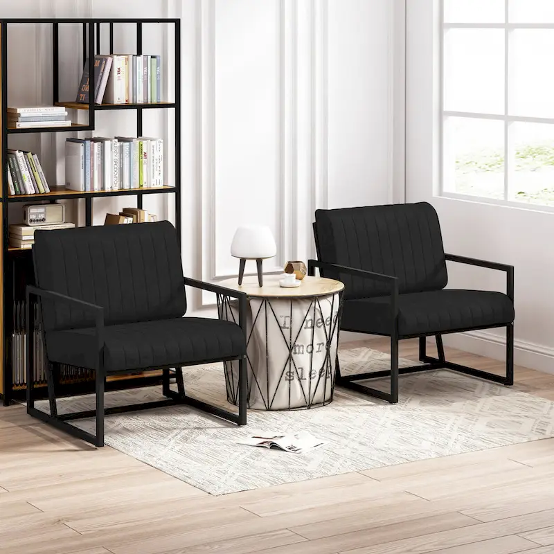 PU Leather Feature Armchair with Thick Padded Backrest