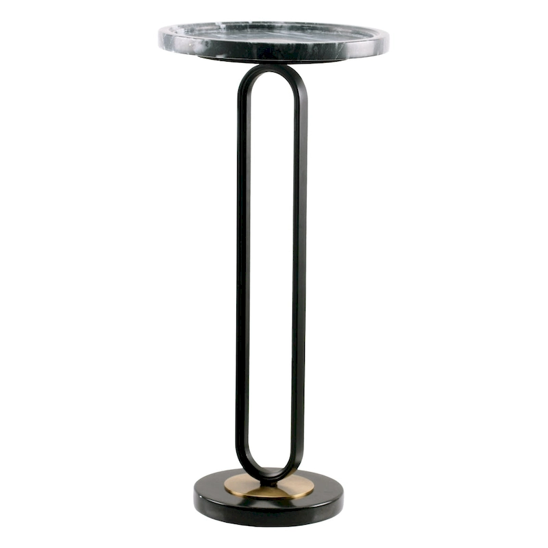12 Grey Round Marble Metal Marble Pedestal End Table