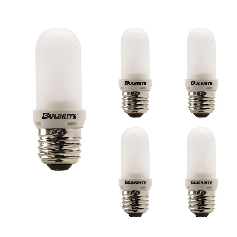 Bulbrite Pack of (5)120V Dimmable T8 Double Envelope Halogen Mini Light Bulbs with Medium (E26) Base, 2900K Soft White Light