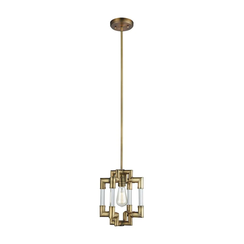 Elk Home Brandon Classic Brass Crystal 1 Light Pendant - Classic Brass