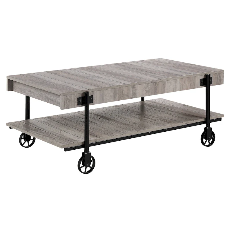 Hyssop Farmhouse 47-inch Steel 1-Shelf Coffee Table by Furniture of America