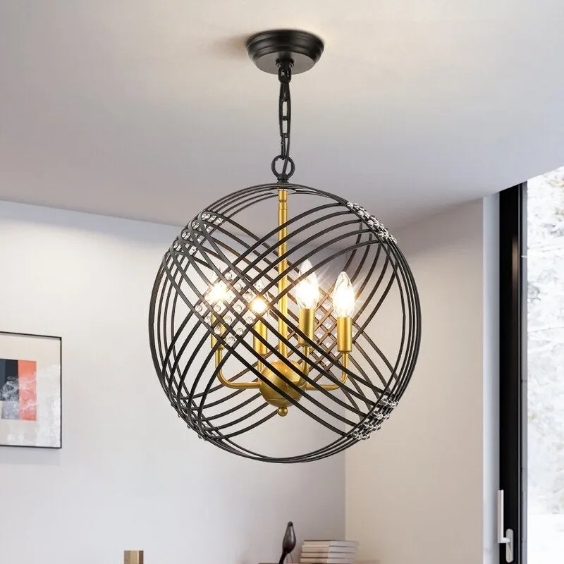 Maxax 4 - Light Unique / Statement Globe Pendant with Crystal Accents - - 15.7*15.7*15.7