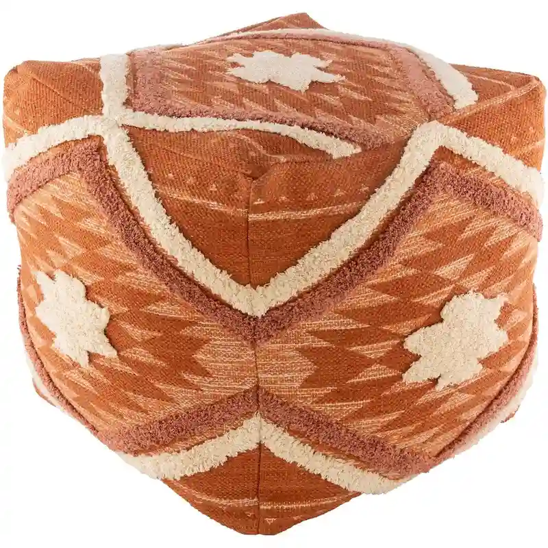 Boho Shag 18-inch Cube Pouf