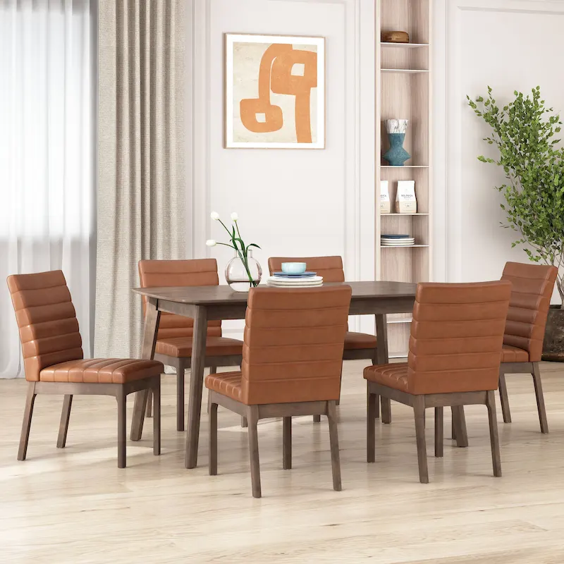 Lancer Channel Stitch Upholstered Dining Chairs (Set of 6) by Christopher Knight Home
