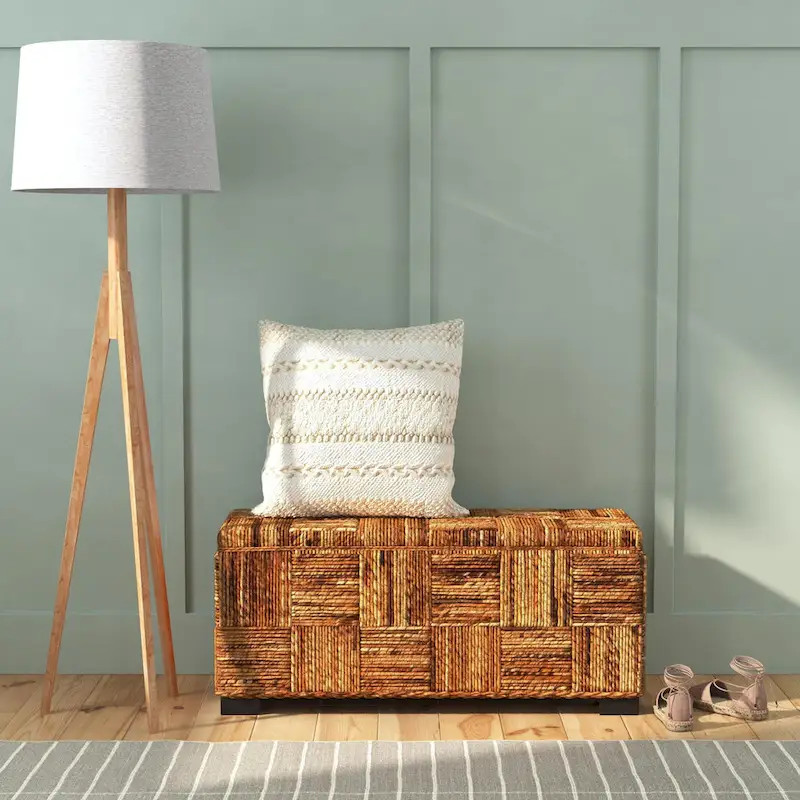 Geometric Abaca Storage Bench by East at Main