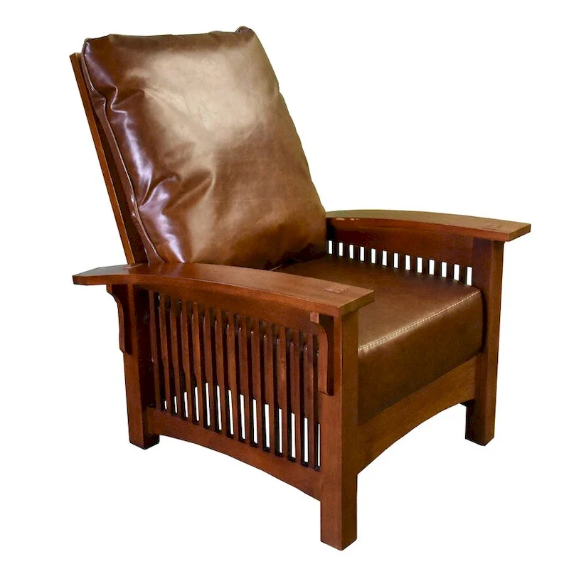 Leather & Oak Morris Chair – Single Seat, Chestnut / Brown