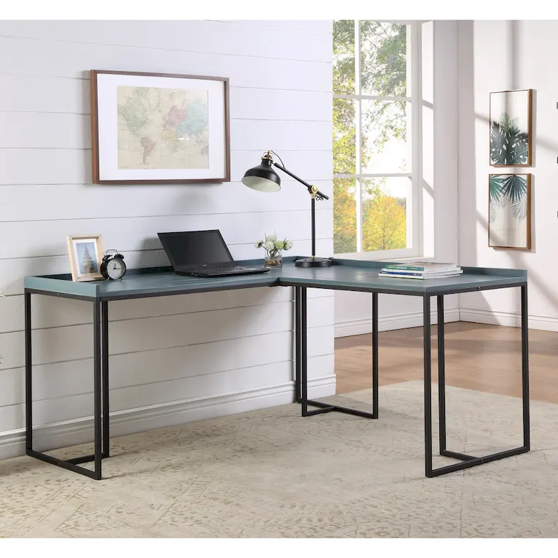 Magnus Industrial 59-inch Metal L-Shape Computer Desk with USB by Furniture of America