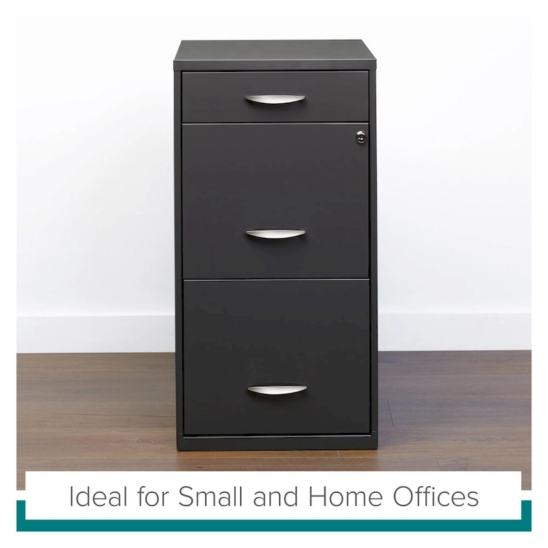 Space Solutions 3 Drawer Letter Width Vertical File Cabinet with Pencil Drawer, Charcoal