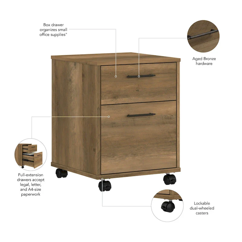 2 Drawer Mobile File Cabinet by