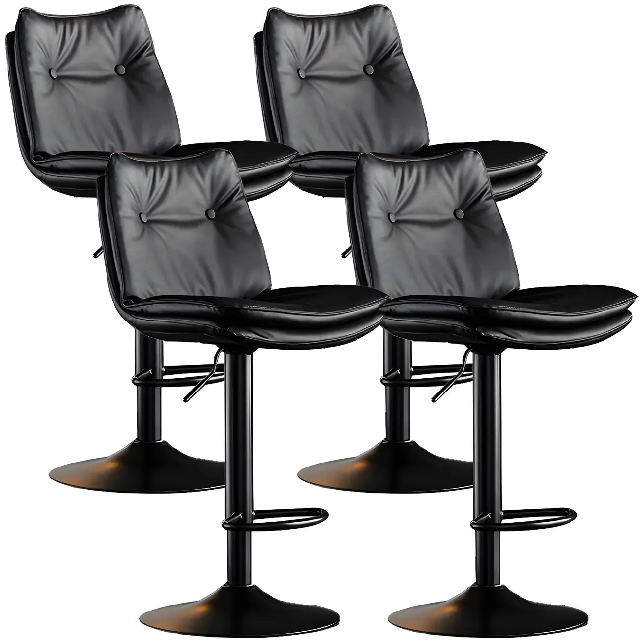 Modern Adjustable Leather Swivel Bar Stools