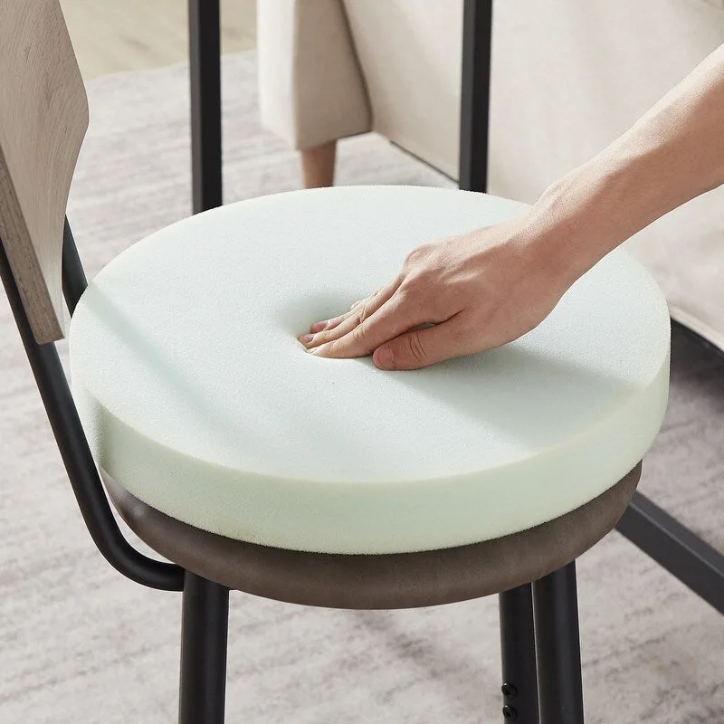 Eureka Industrial Bar Table Set, 3-Piece Dining Table and PU Upholstered Stools Set, Small Counter Height Pub Bistro Table Set