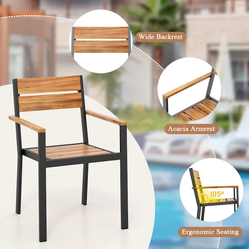 Gymax 7 Piece Patio Dining Set 69 Rectangle Table w/ 6 Stackable