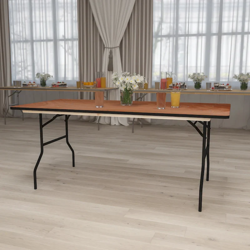 6-Foot Rectangular Wood Folding Table