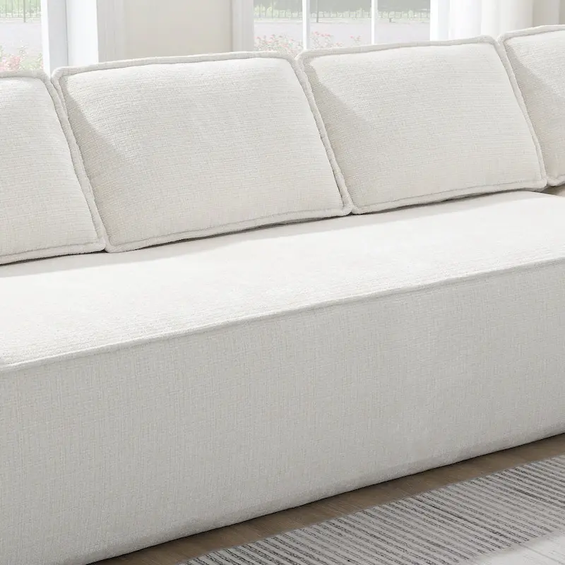 Modern L-Shaped Cloud Sofa Set, Modular Chenille Couch Set