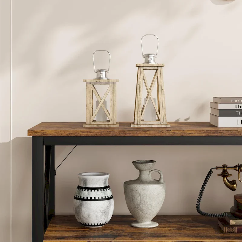 Console Table - Rustic Brown, Industrial Style, Multi-User