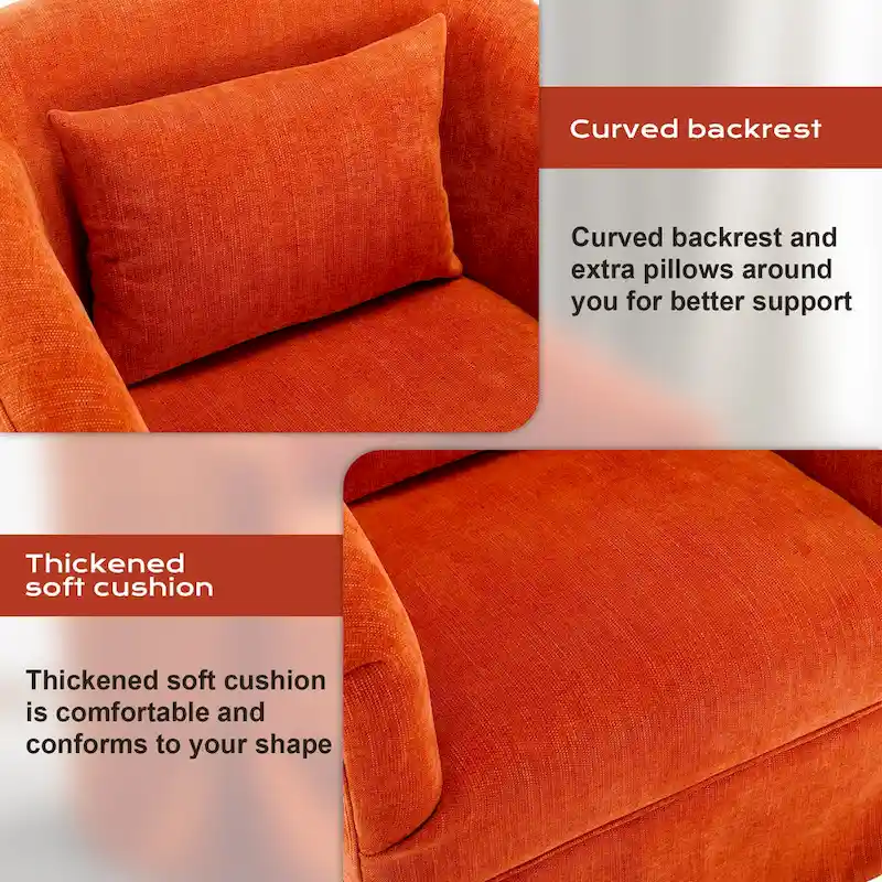 Ouyessir Upholstered Swivel Barrel Chair 360 Degree Accent Chair Fabric Armchair