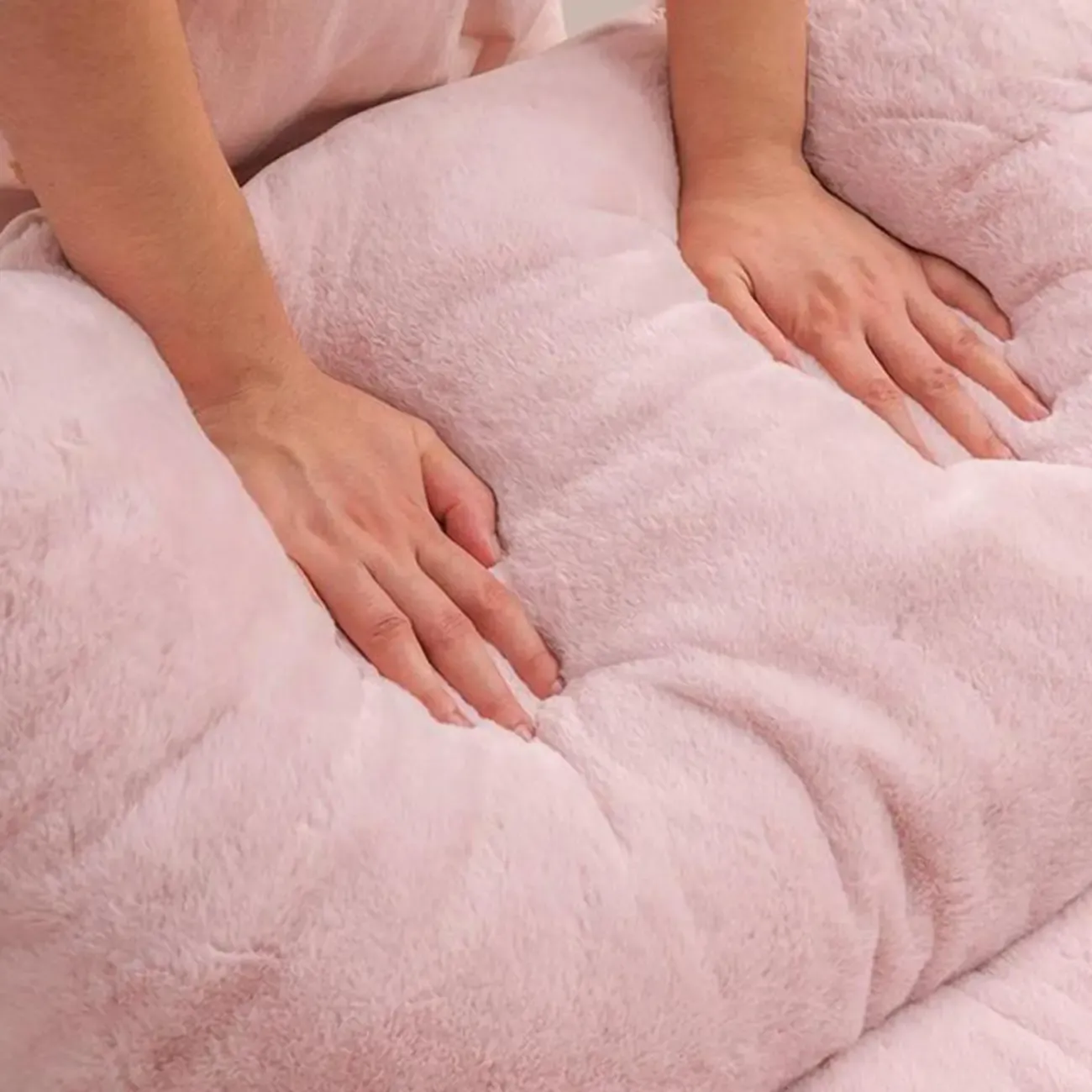 Modern Flannel Upholstered Armless Rocking Chair with Ottoman