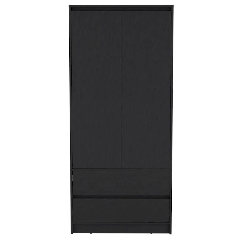 20.47 Modern Double-door Armoire with Hanging Rod and Two Drawers for Bedroom