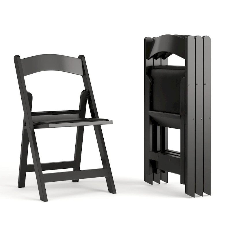 Lightweight Resin Folding Chairs with Vinyl Seats (Set of 4)
