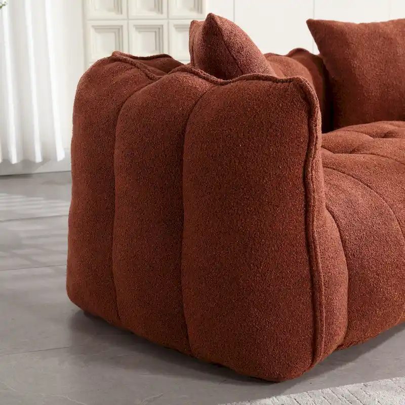 Modern 65-Inch Chenille Tufted Loveseat Accent Chair with High-Resilience Foam