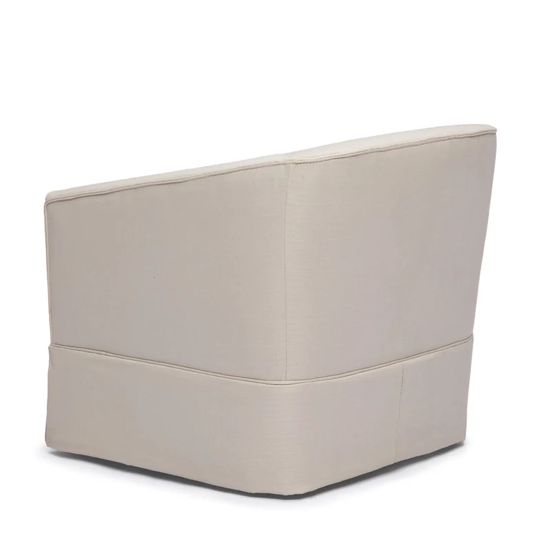 Skirted Fabric Swivel Accent Chair - Linen/Sky Blue - Single Seat